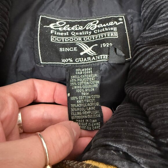 Vintage 90s Eddie Bauer Men's Yellow Goose Down Coat Outdoors Warm M - Picture 11 of 14